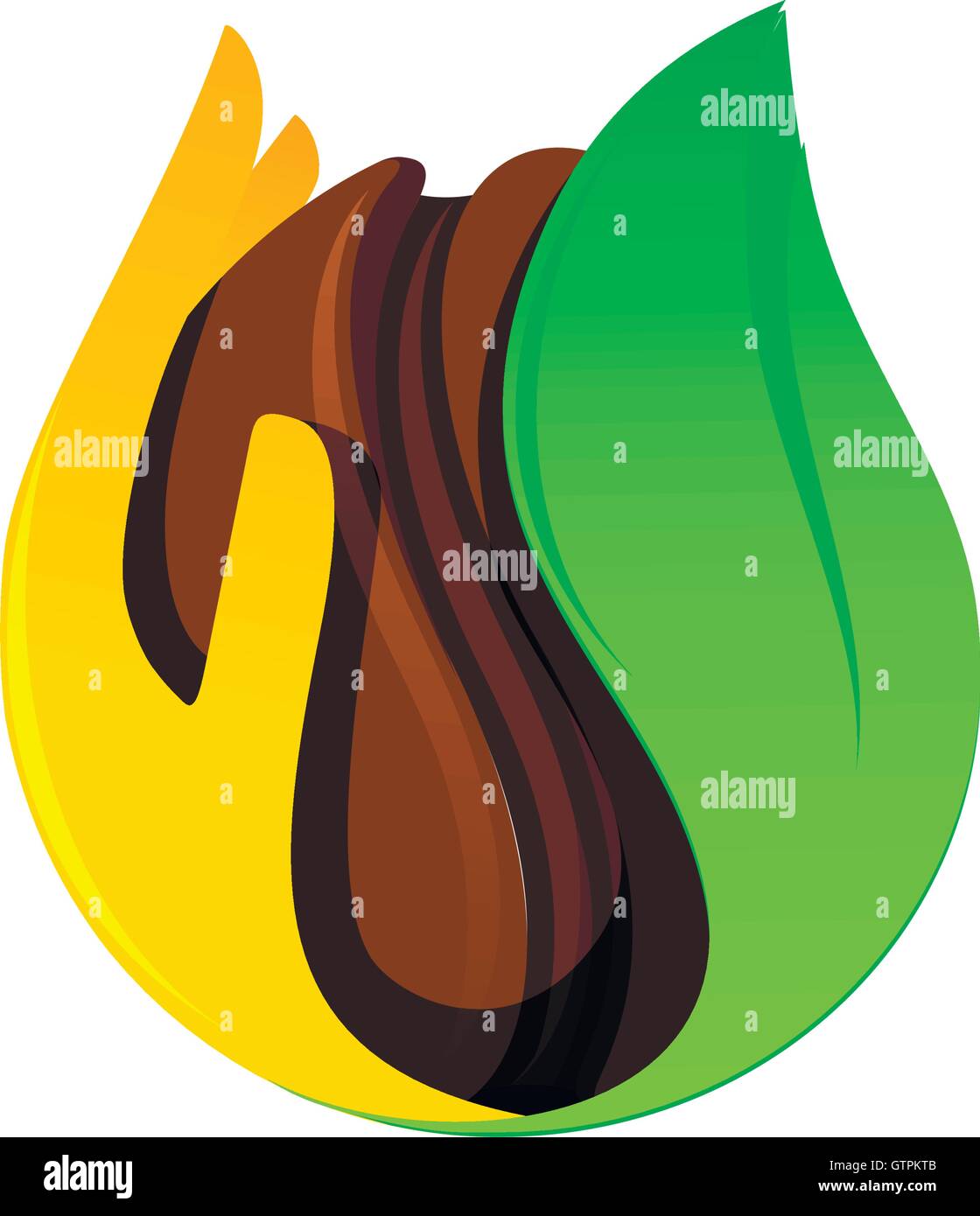 Grain de café brun isolé dans une main et la feuille logo Vector. Cafe symbole. Matin boisson énergétique logotype. Dark seed illustratio Illustration de Vecteur