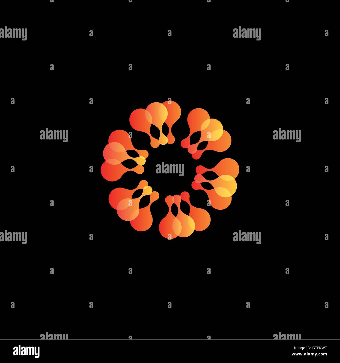 Résumé isolé fleur orange logo Vector. Illustration du soleil. Illustration de Vecteur