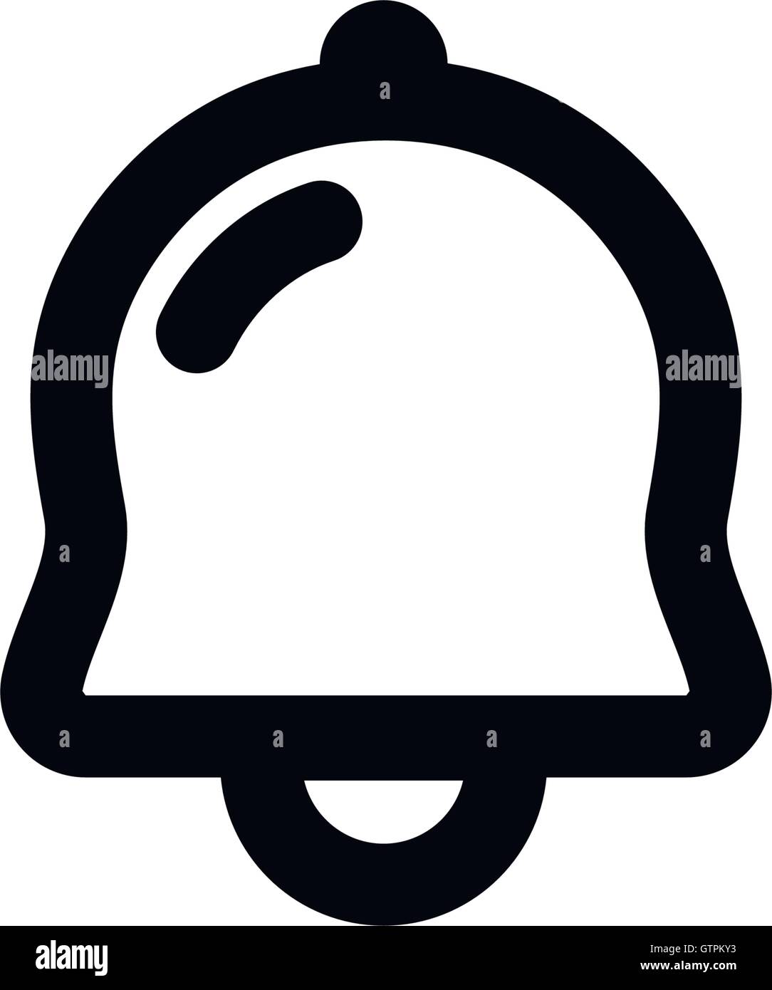 Icône de cloche noir isolé sur le fond blanc. Profilée plat simple signe sonore. Illustration de Vecteur