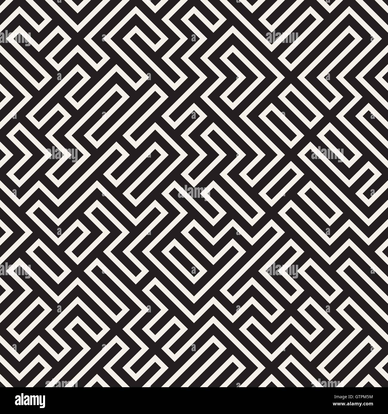 Seamless Vector labyrinthe noir et blanc motif de lignes Illustration de Vecteur