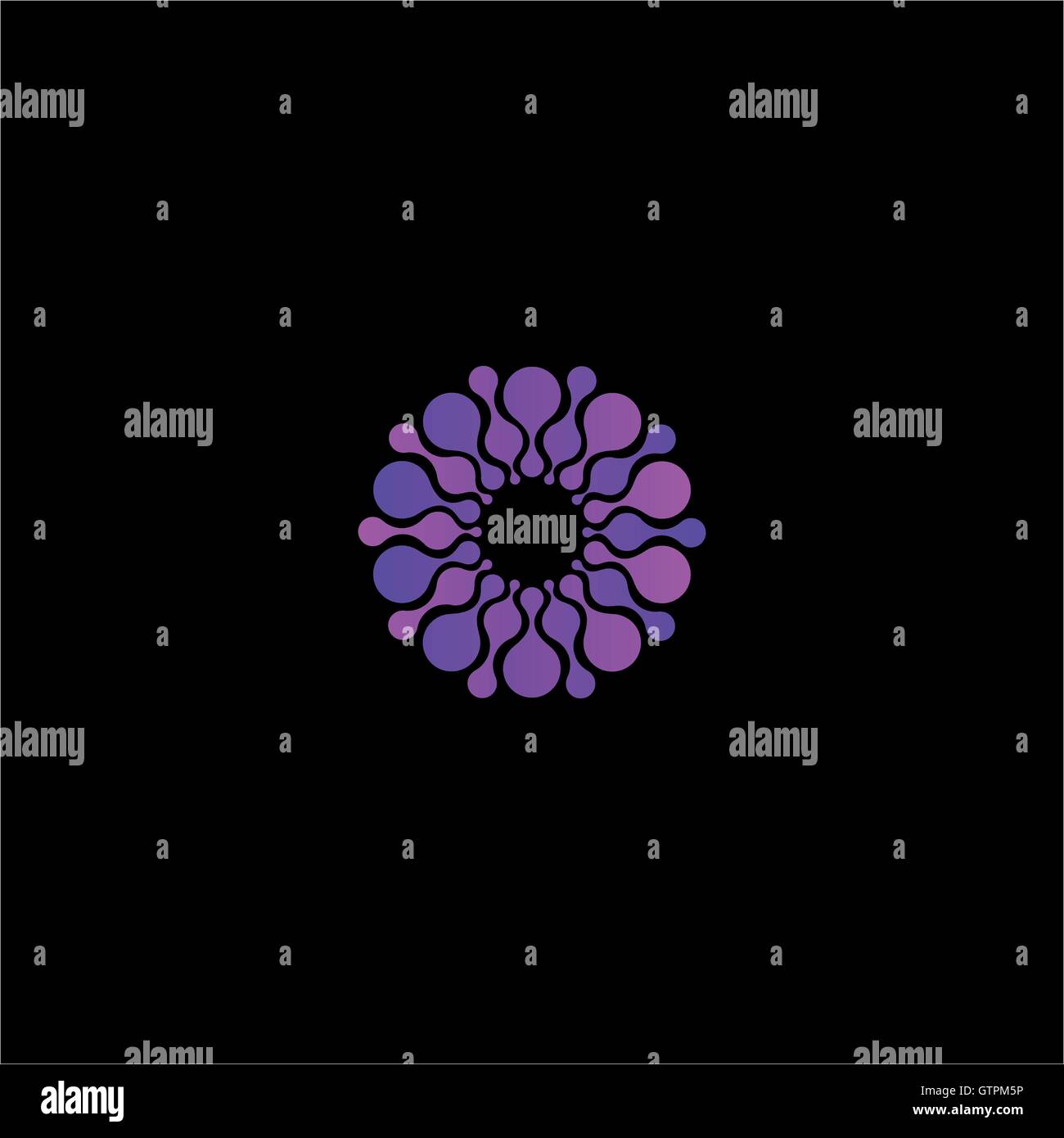 Fleur pourpre résumé isolés logo Vector. Logotype moléculaire ronde Illustration de Vecteur