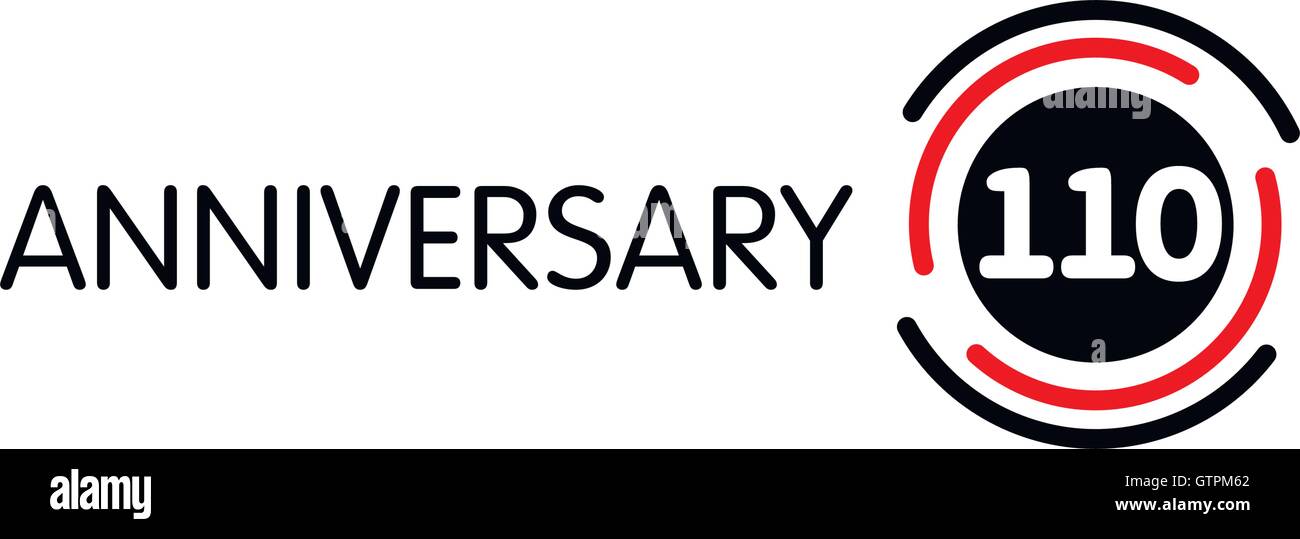 Anniversaire insolite vecteur étiquette. Cent-dixième anniversaire symbole. Anniversaire 110 ans logo abstrait. L'arc de cercle en cercle. 1 Illustration de Vecteur