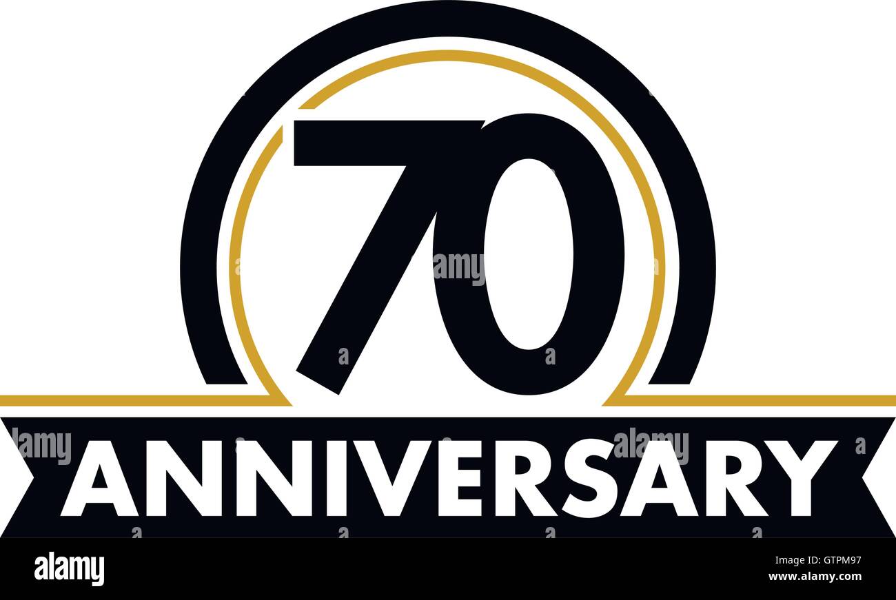 Anniversaire insolite vecteur étiquette. Symbole 70e anniversaire. 70 ans anniversaire logo abstrait. L'arc de cercle en cercle. 70jubi Illustration de Vecteur