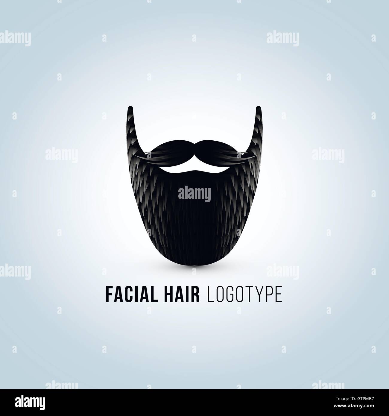 Mâle isolé face avec moustache et barbe logo Vector. Coiffure logotype. Illustration de Vecteur