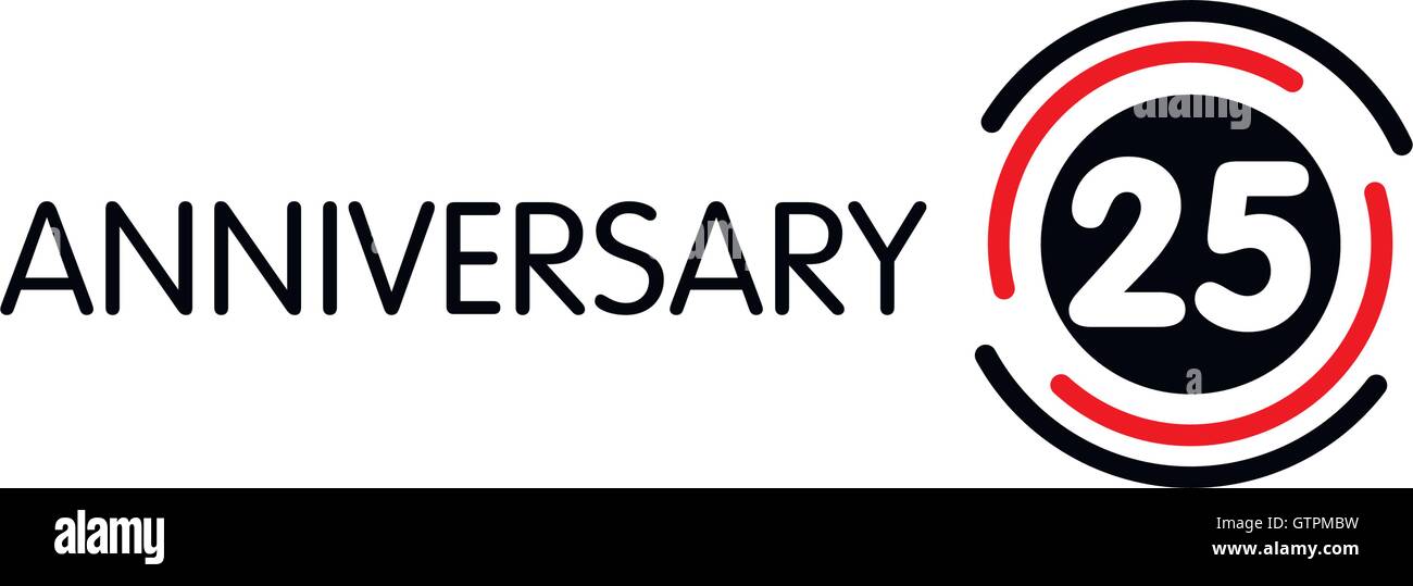 Anniversaire insolite vecteur étiquette. Vingt-cinquième anniversaire symbole. 25 ans anniversaire logo abstrait. L'arc de cercle en cercle. 25e ju Illustration de Vecteur