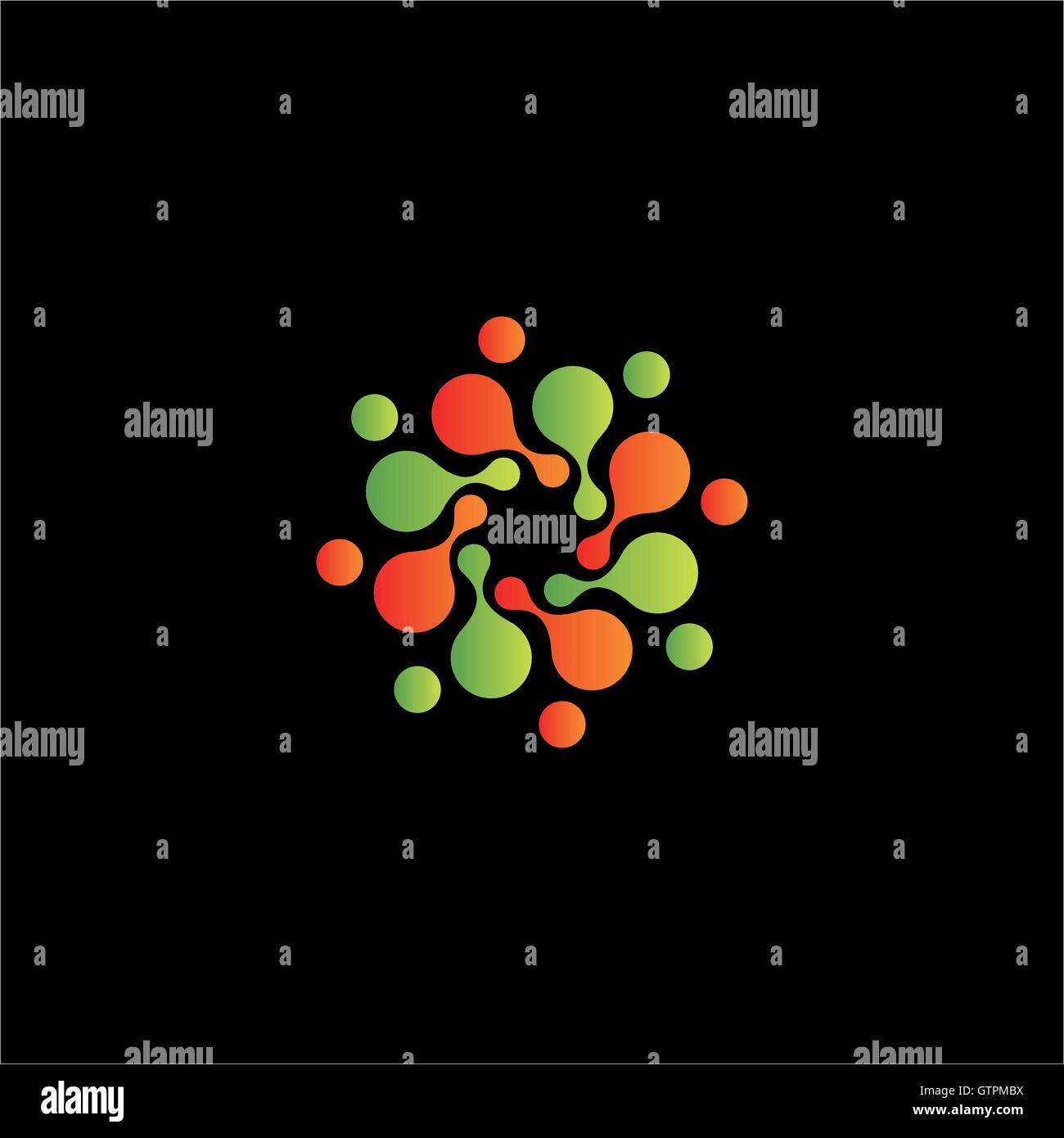Résumé isolé fleur orange et vert logo Vector. Décoration en spirale ronde Illustration de Vecteur