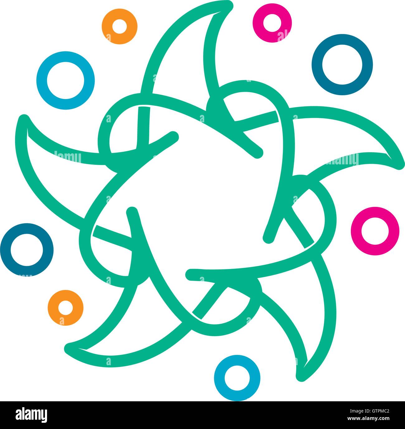 Résumé Lineart star logo. L'icône de l'étoile de mer pour les enfants. Illustration de Vecteur