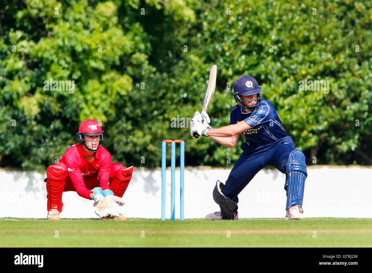 C'est la première fois en Écosse et Hong Kong ont réuni depuis l'ICC 2016 World T20 en Inde, où l'Ecosse a obtenu sa première victoire à un événement mondial à Nagpur. Ce 2 x un jour International est présent ans édition de la Cup et Braidwood a été joué au Club de Cricket de Grange à Édimbourg. Banque D'Images