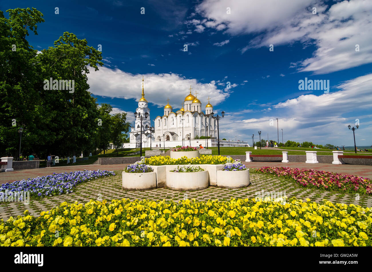 Cathédrale de la Dormition ou Cathédrale de l'Assomption et clocher de Vladimir, en Russie. Anneau d'or. Il fait partie de l'UNESCO Banque D'Images