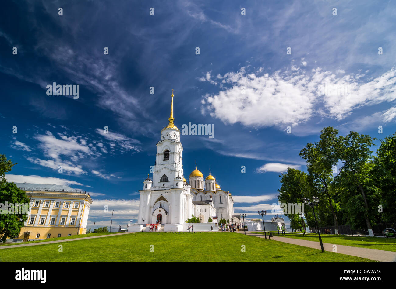 Cathédrale de la Dormition ou Cathédrale de l'Assomption et clocher de Vladimir, en Russie. Anneau d'or. Il fait partie de l'UNESCO Banque D'Images