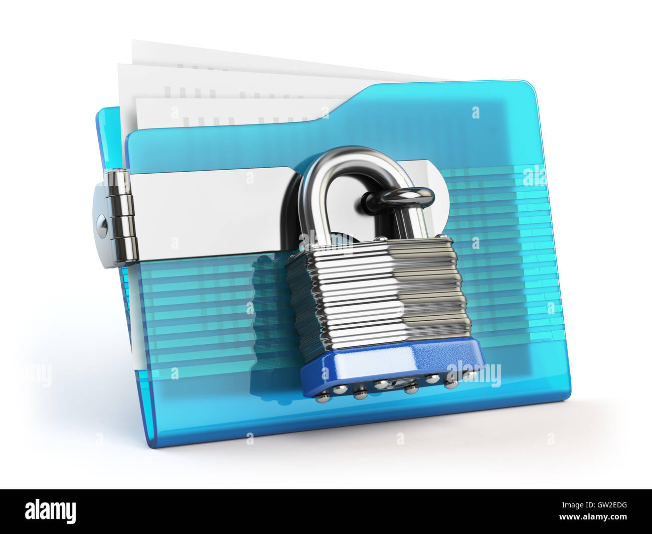 Dossier et serrure. Données et confidentialité sécurité concept. La protection de l'information. 3d illustration Banque D'Images