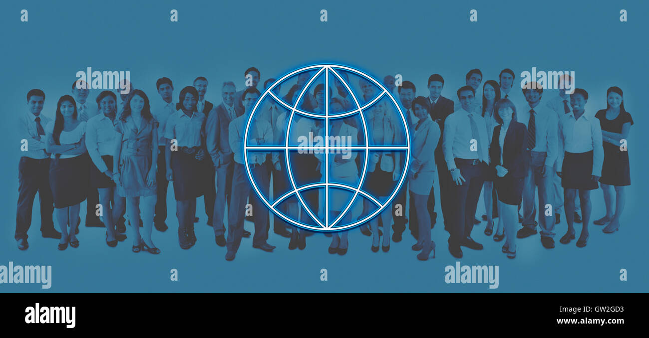 Monde Global Business Marketing Concept Icône Graphique Banque D'Images