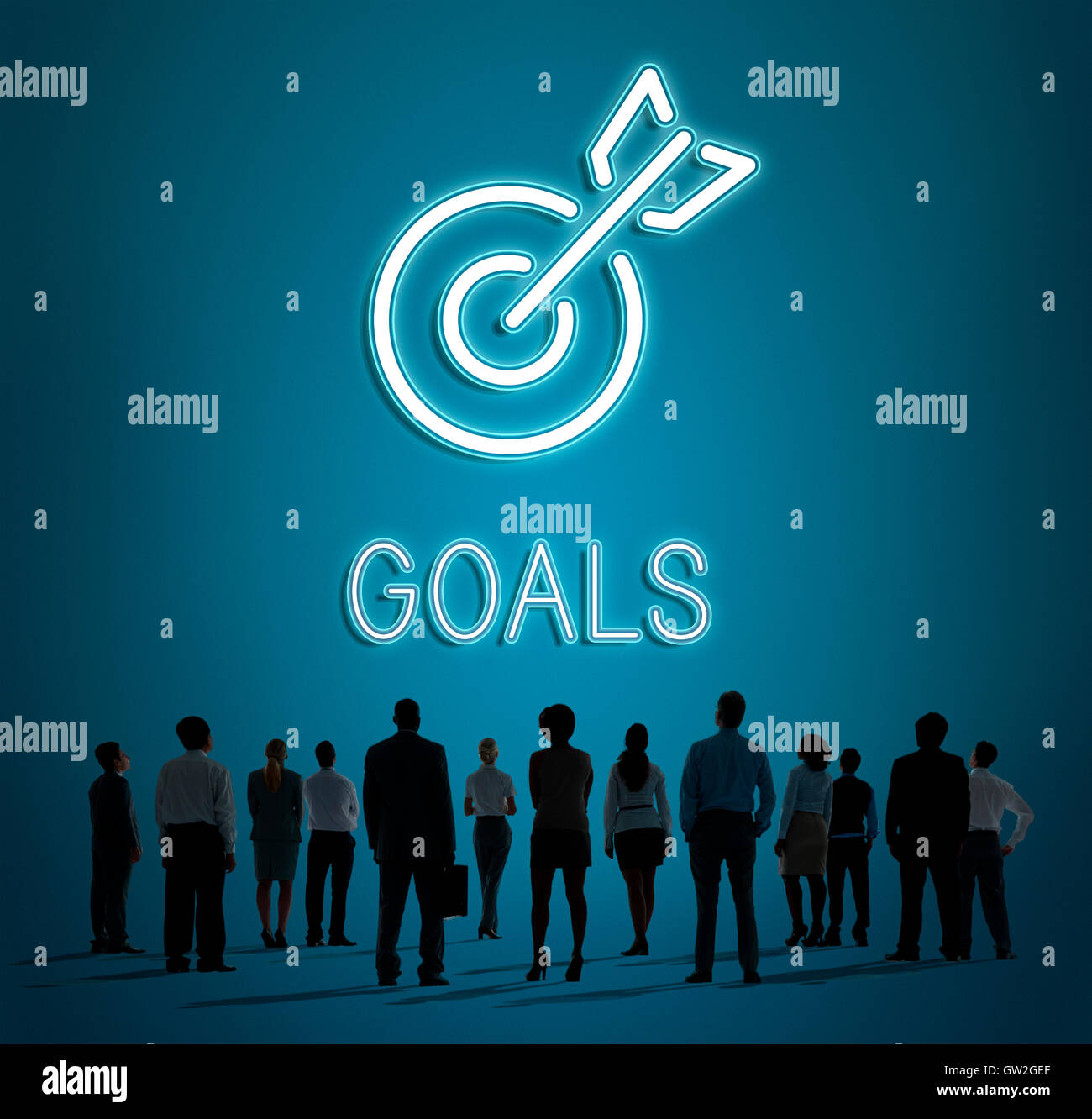 Mission vision cible Objectif Objectif Business Concept Banque D'Images