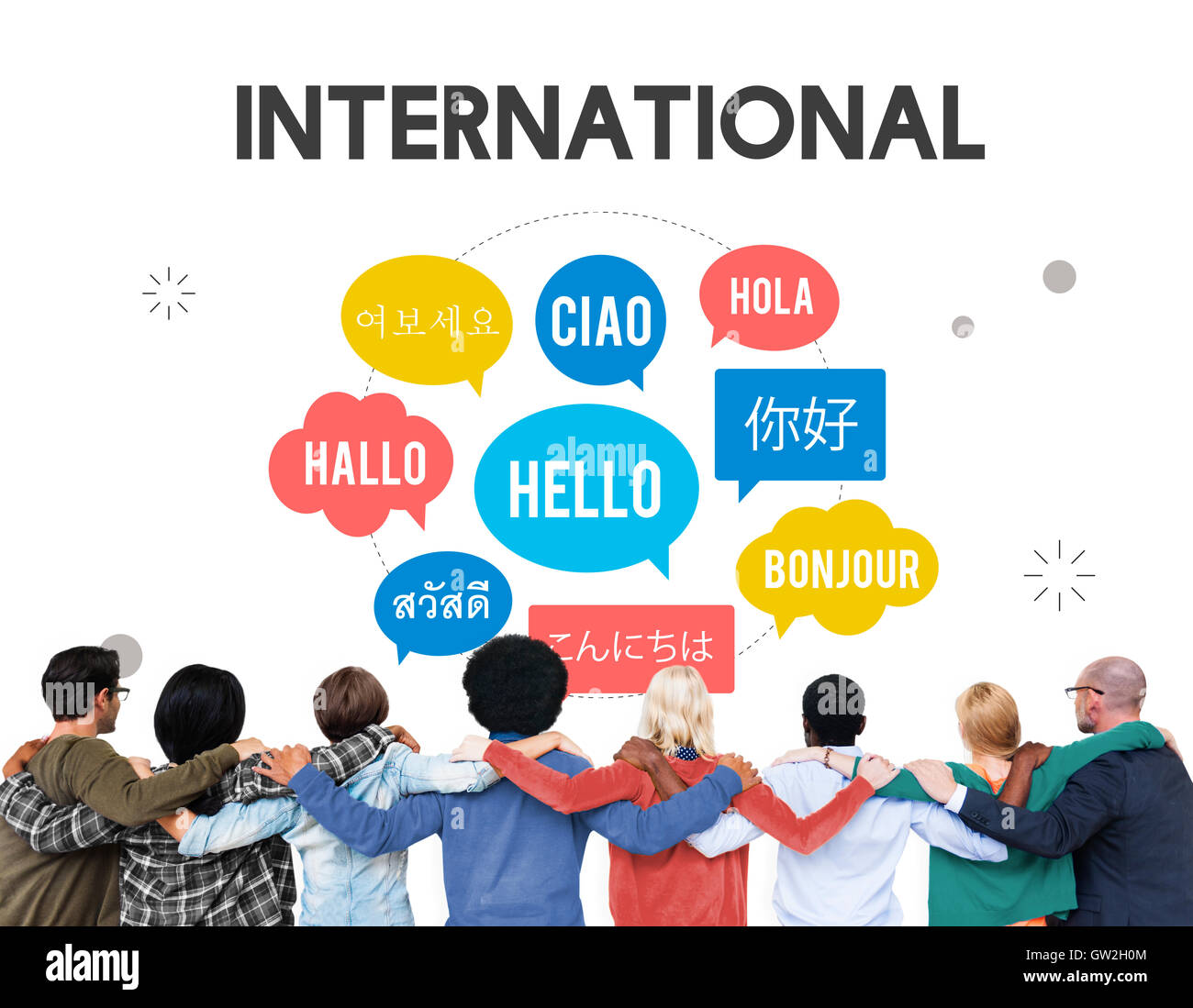 Langues étrangères dans le monde de la communication d'Accueil Concept Banque D'Images