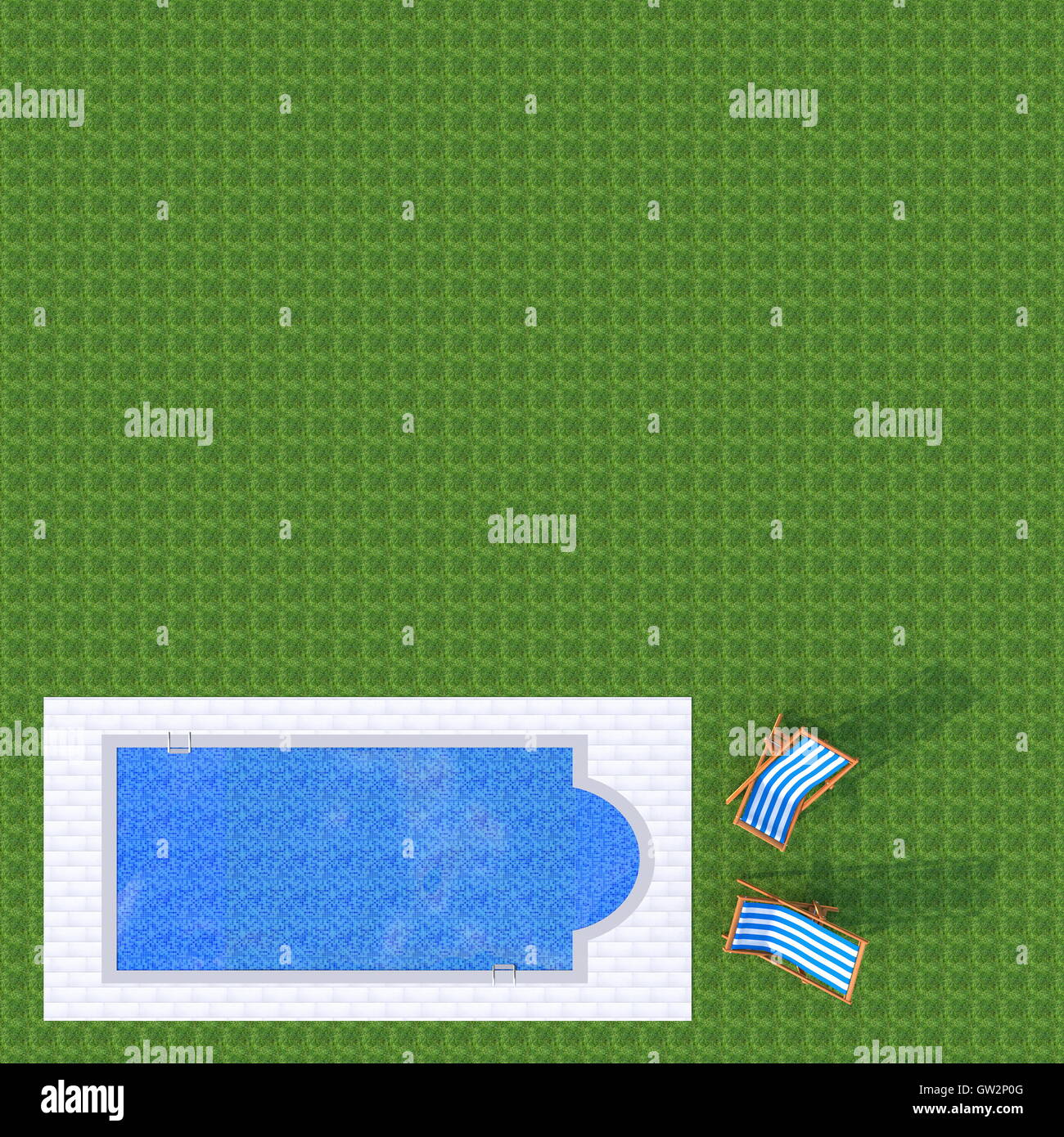 Le Rendu Extérieur 3d Vue En Plan De Piscine Avec Deux