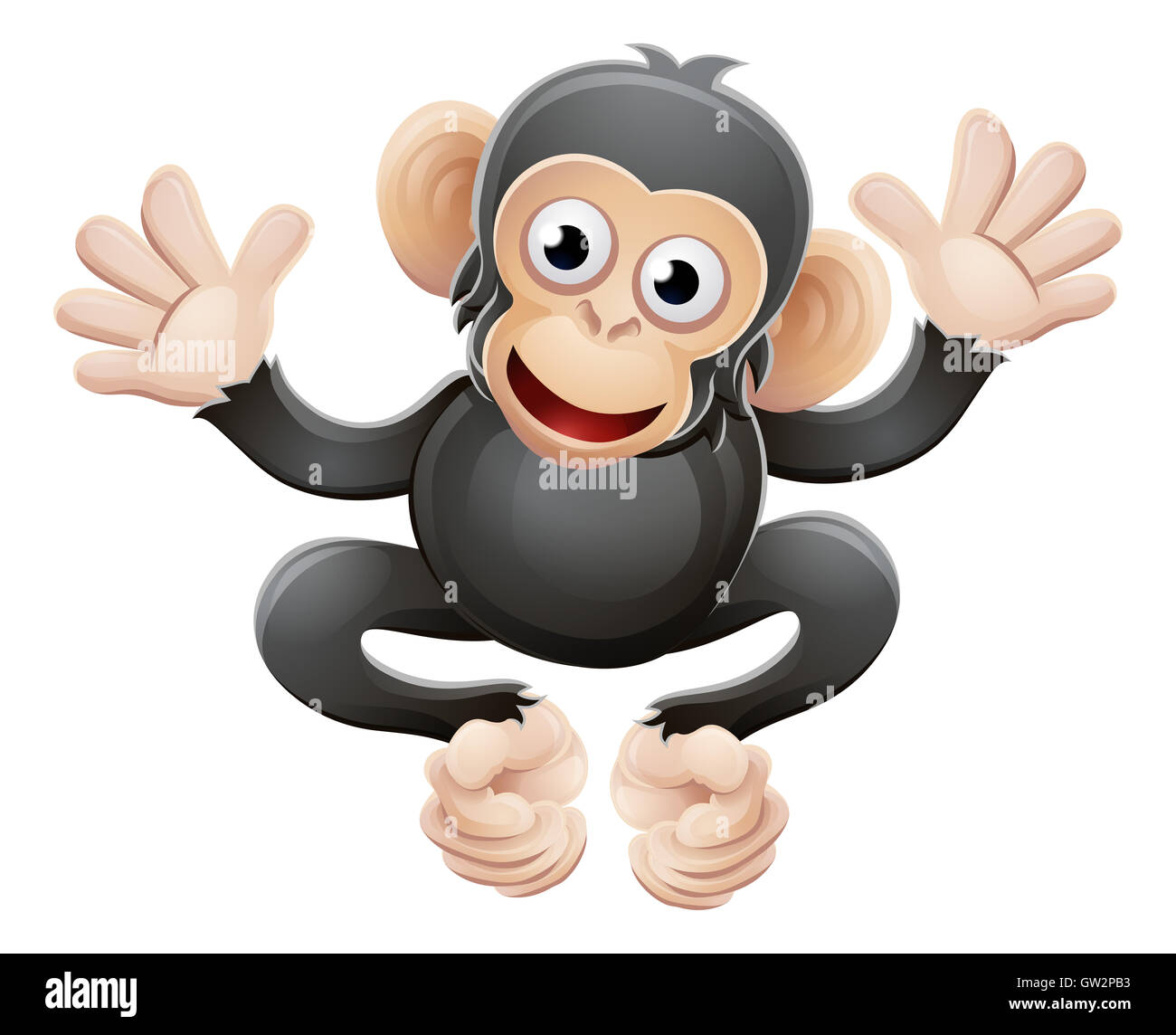 Un mignon petit chimpanzé chimpanzé ou un singe animal cartoon character mascot Banque D'Images