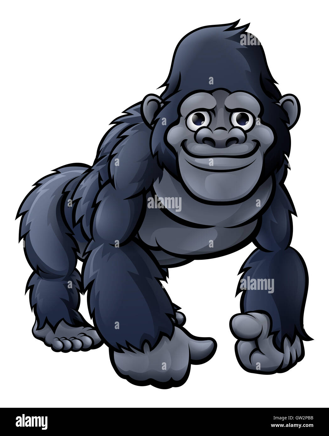 Un mignon petit dessin animé sympa, gorille, chimpanzé singe singe ou caractère Banque D'Images