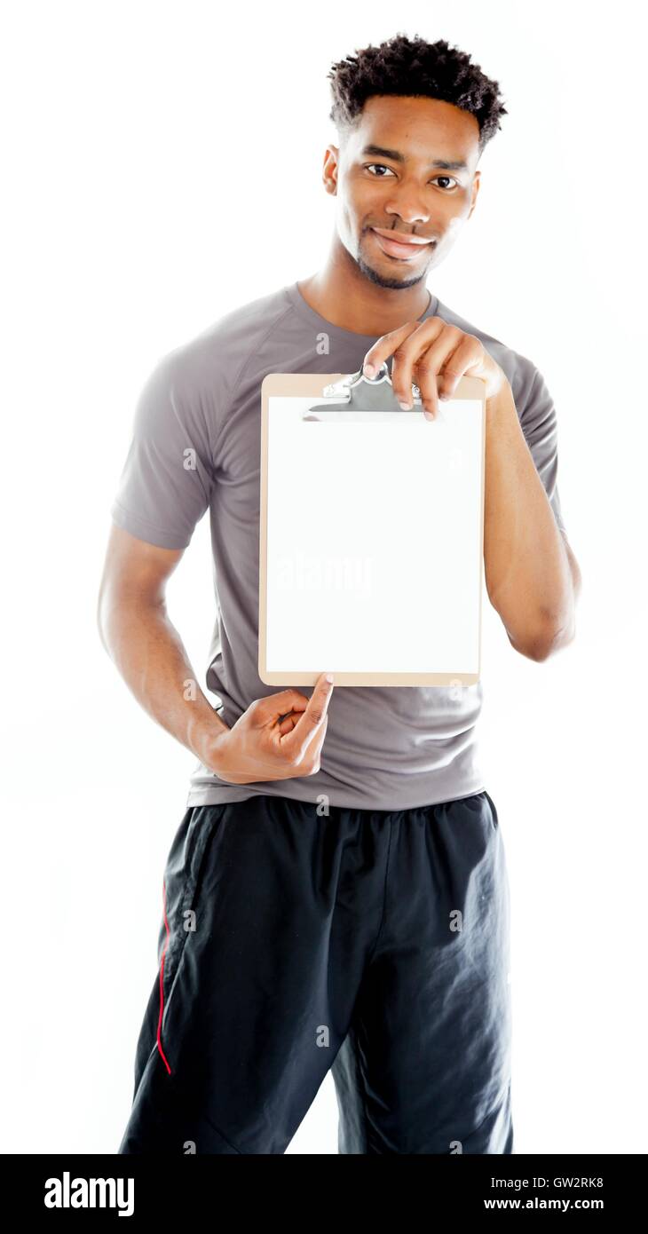 Belle afro-american man posing in studio Banque D'Images