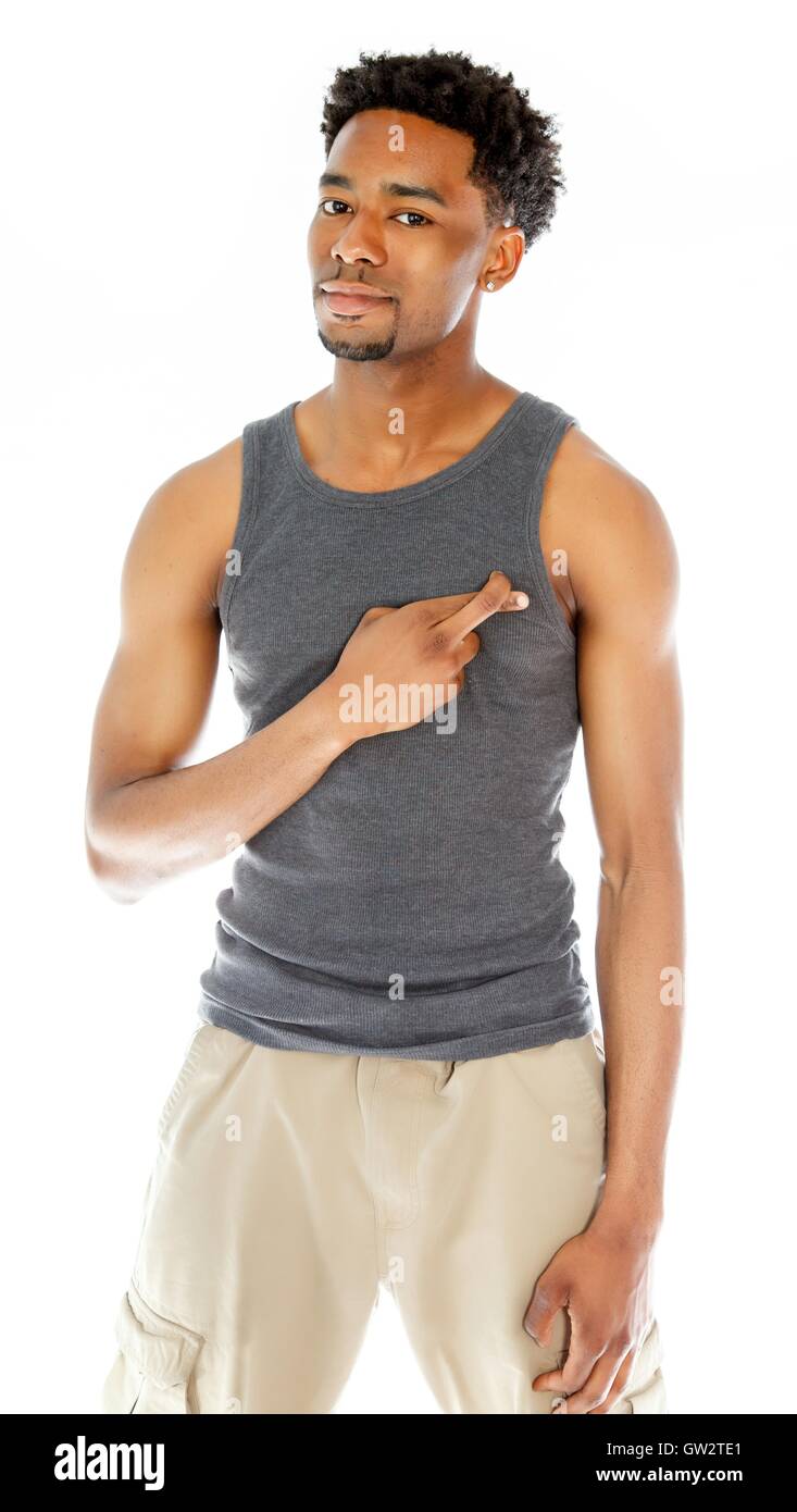 Belle afro-american man posing in studio Banque D'Images