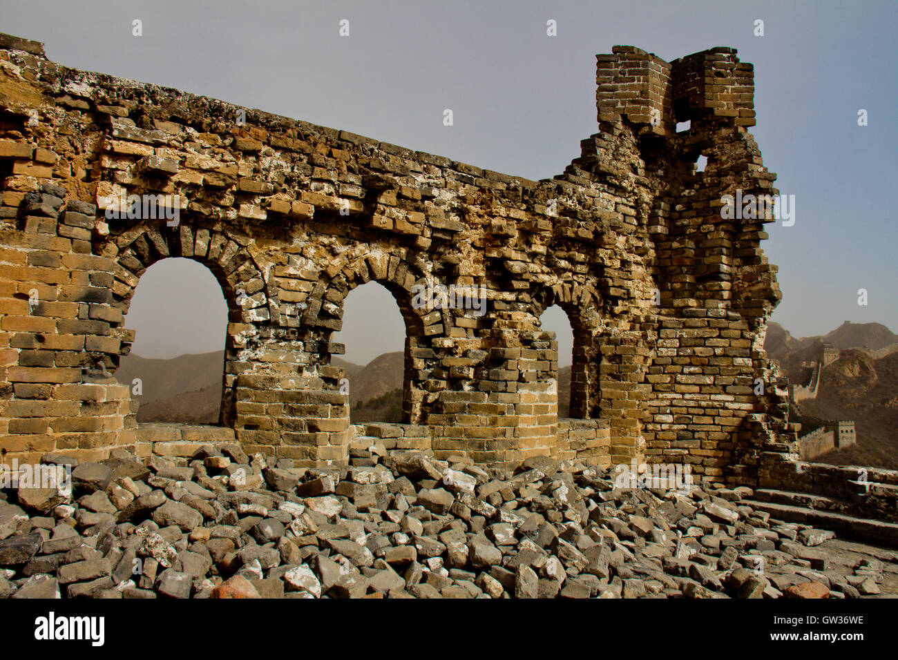 Ruines de la Grande Muraille de Chine Banque D'Images