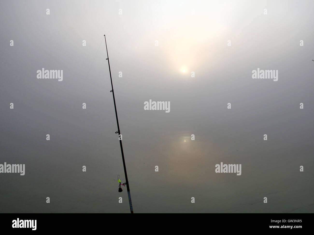 Brume du matin sur le lac Banque D'Images