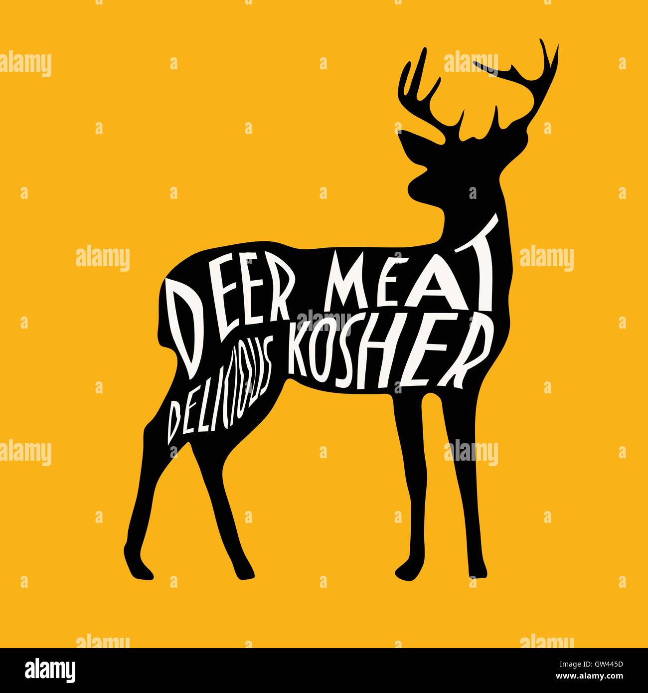 Vintage Label Kosher Deer avec typographie Illustration de Vecteur