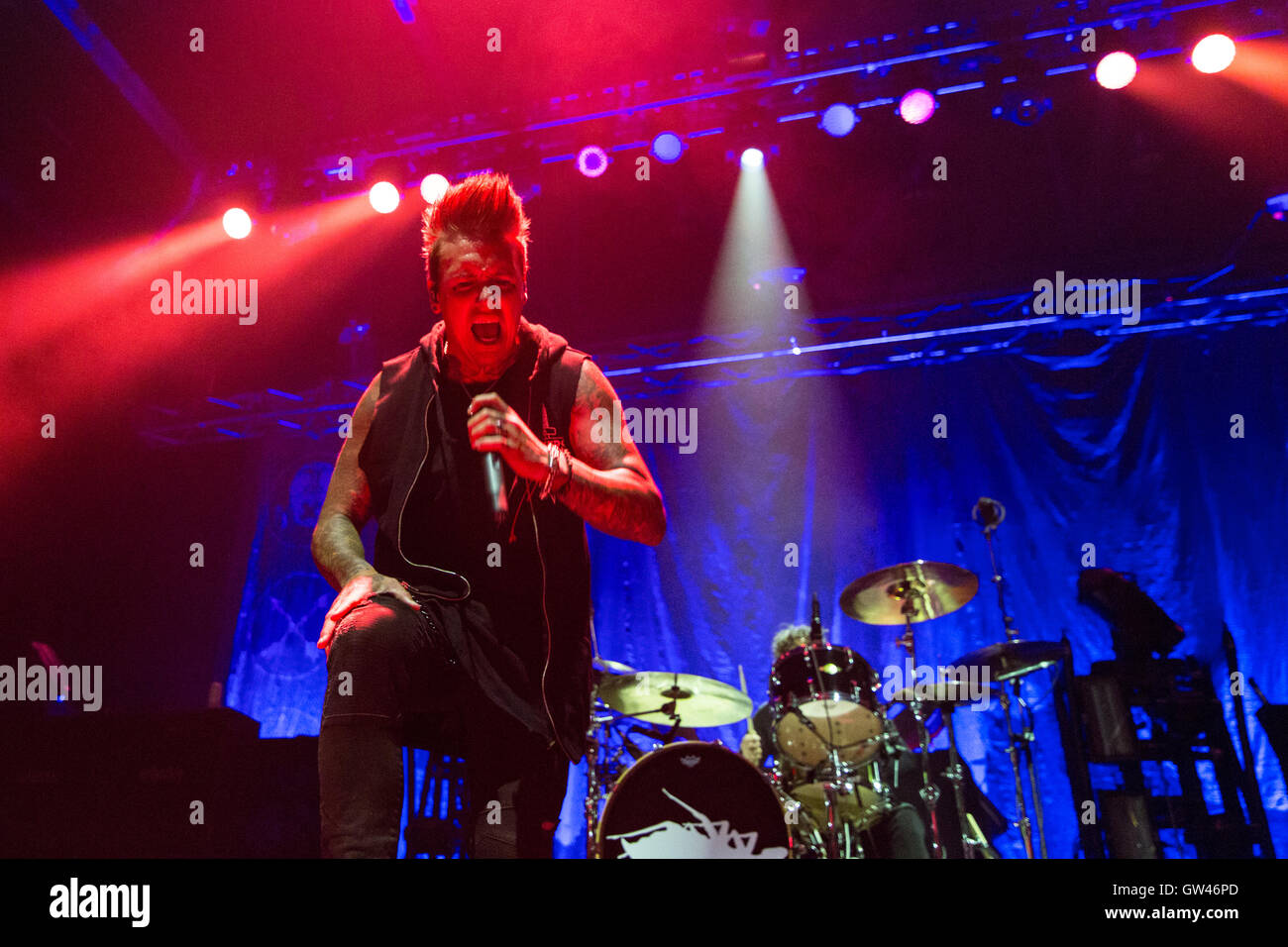 Jacoby Shaddix de Papa Roach à Abbotsford Center le 9 septembre 2016 Banque D'Images