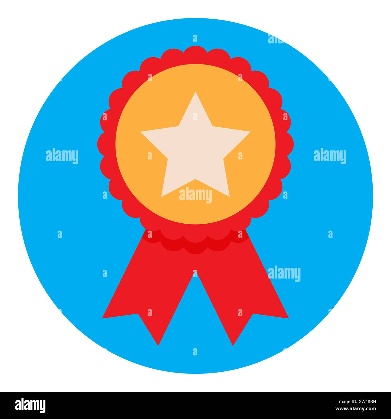 Gagnant icône de badge. Star autocollant avec ribbonr, employé du mois, vector illustration Banque D'Images