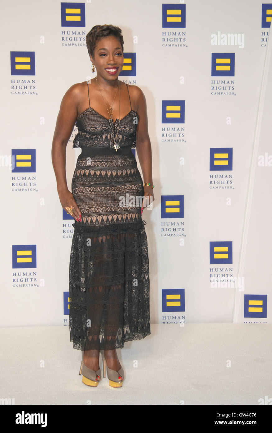 Washington DC, USA. Le 10 septembre 2016. La 20e campagne annuelle des droits de l'homme (CDH) Le dîner a lieu à Washington DC. Haut-parleurs et les animations comprennent, de la chanteuse Estelle. © MediaPunch Inc/Alamy Live News Banque D'Images