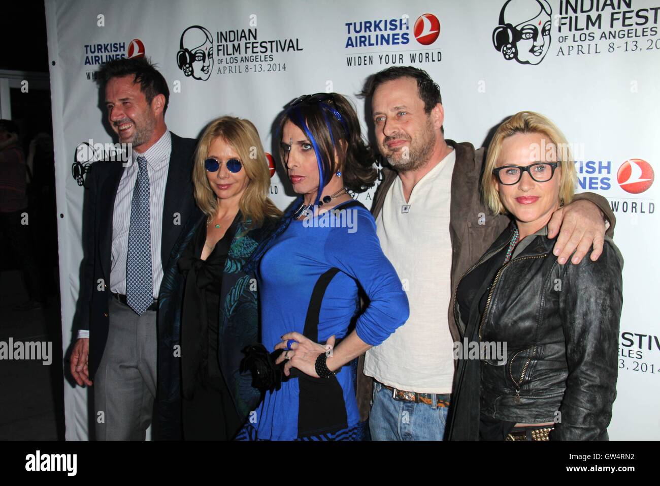 HOLLYWOOD, CA - 08 avril : David Arquette, Rosanna Arquette, Alexis Arquette, Richmond Arquette, Patricia Arquette à l'Indian Film Festival Premiere de 'vieux', Hollywood, Arclight, 08 avril 2014. Credit : Janice Ogata/MediaPunch Banque D'Images