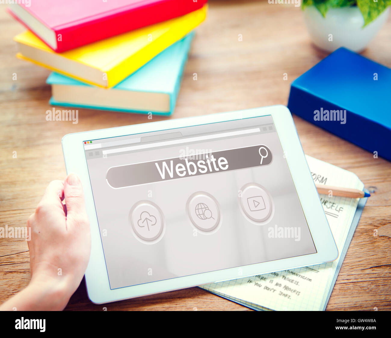 Site Web Search Bar Globe joueur icône nuage Concept Banque D'Images