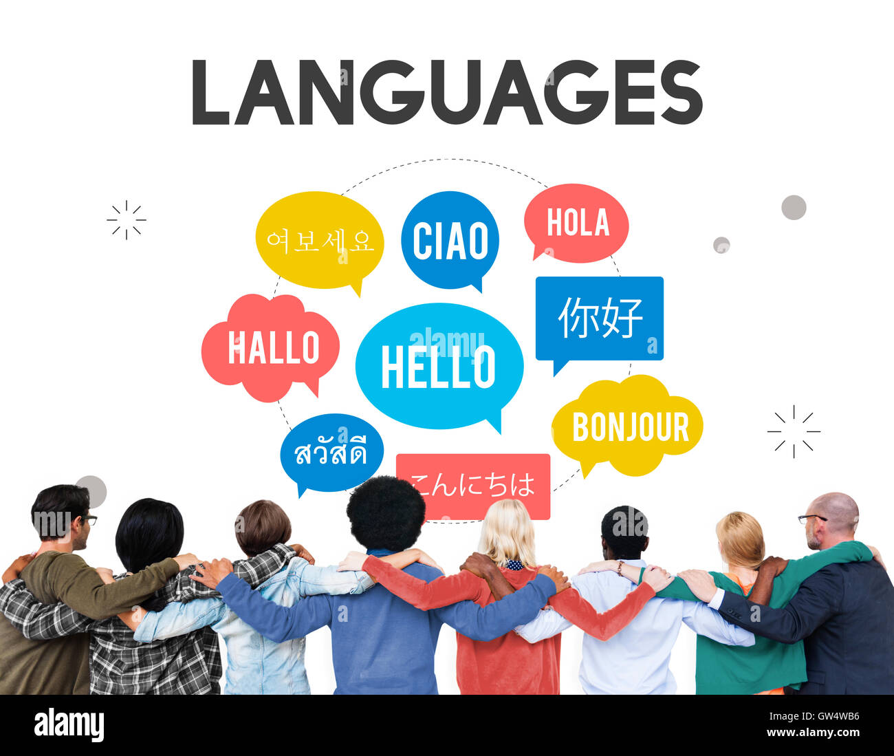 Salutations Concept multilingue Langues Banque D'Images