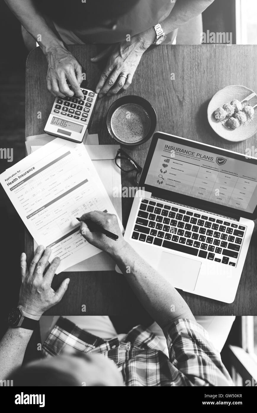 Couple de personnes âgées d'assurance Consultant Cocnept Banque D'Images