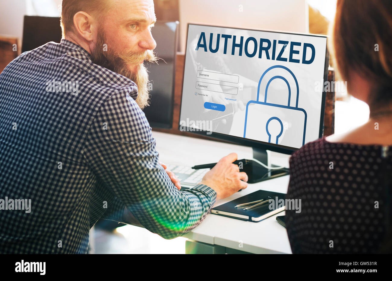 L'accessibilité du système de sécurité réseau autorisé Concept Banque D'Images