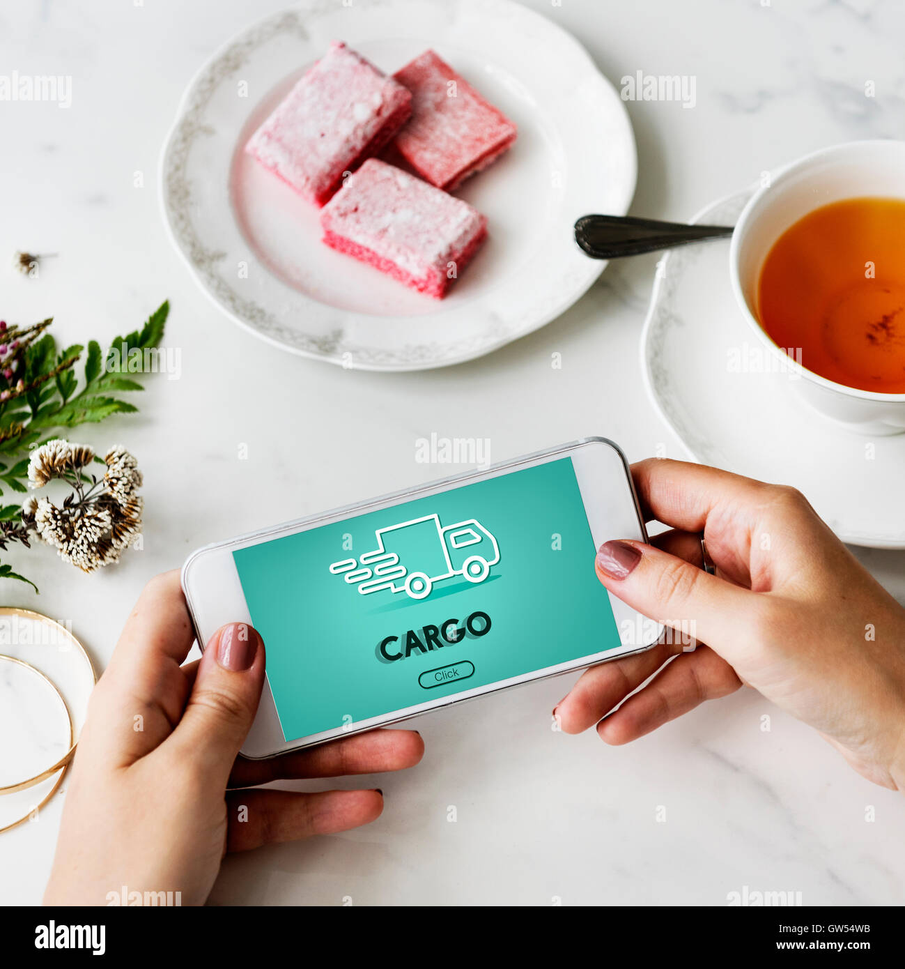 Expédition à l'exportation Importation Truck Concept Graphique Banque D'Images