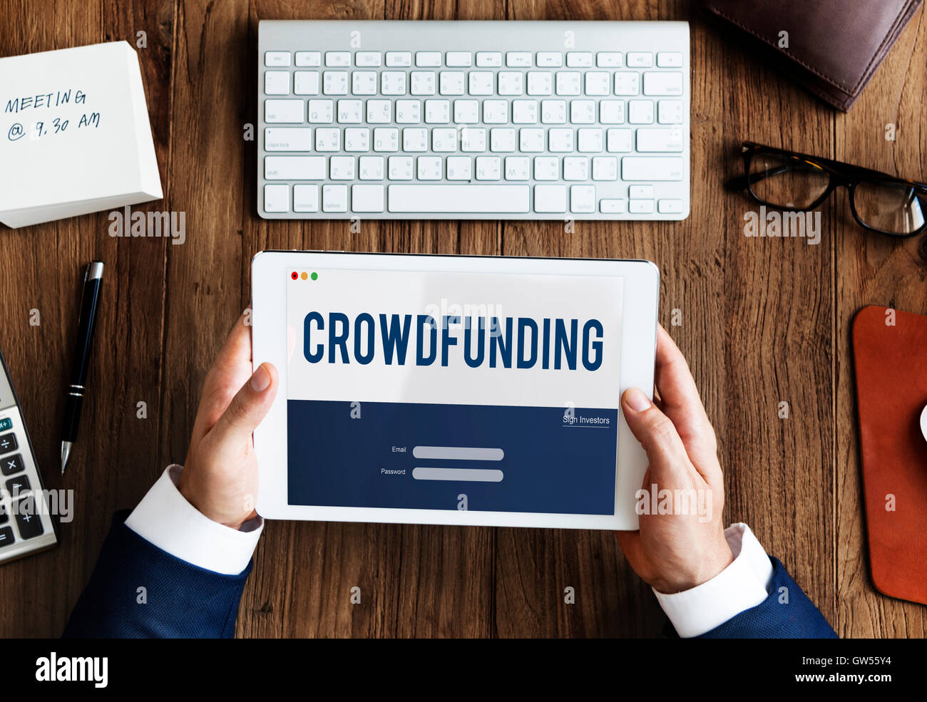 Crowdfunding Argent Business Enterprise Concept Graphique Banque D'Images