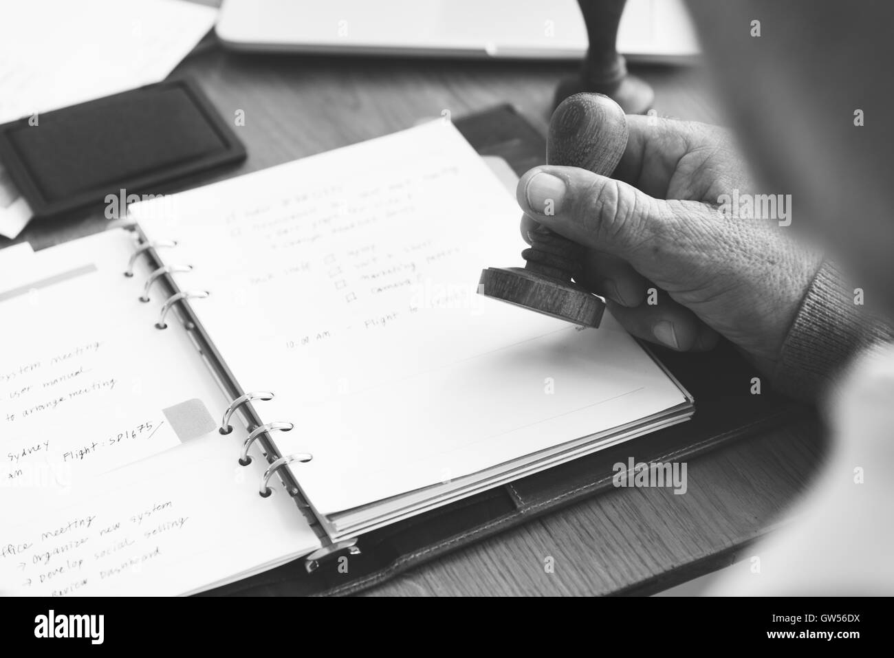 Planificateur de tâches agenda Concept d'ordinateur portable Banque D'Images