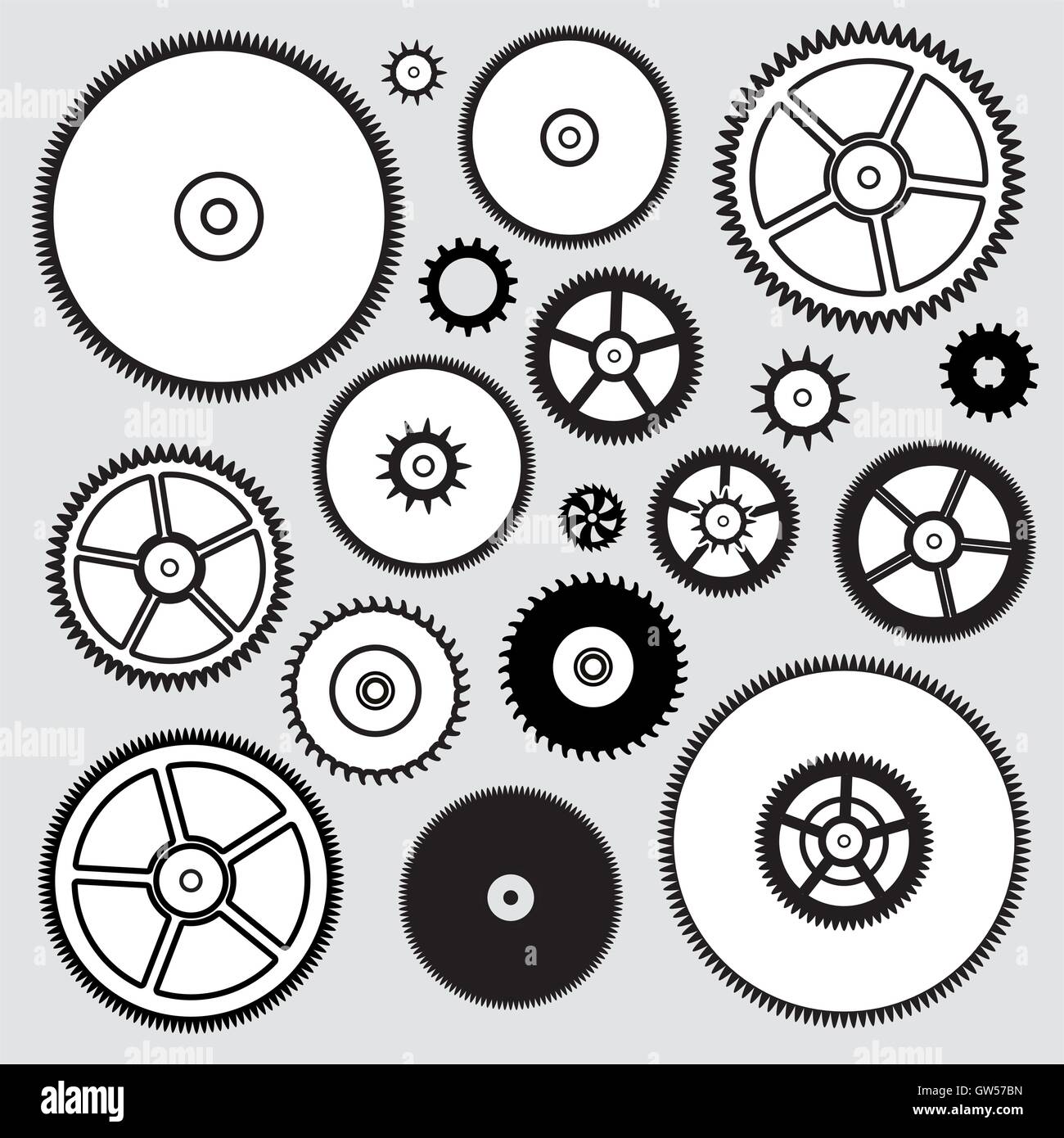 Vector collection d'engrenages de l'horloge Illustration de Vecteur