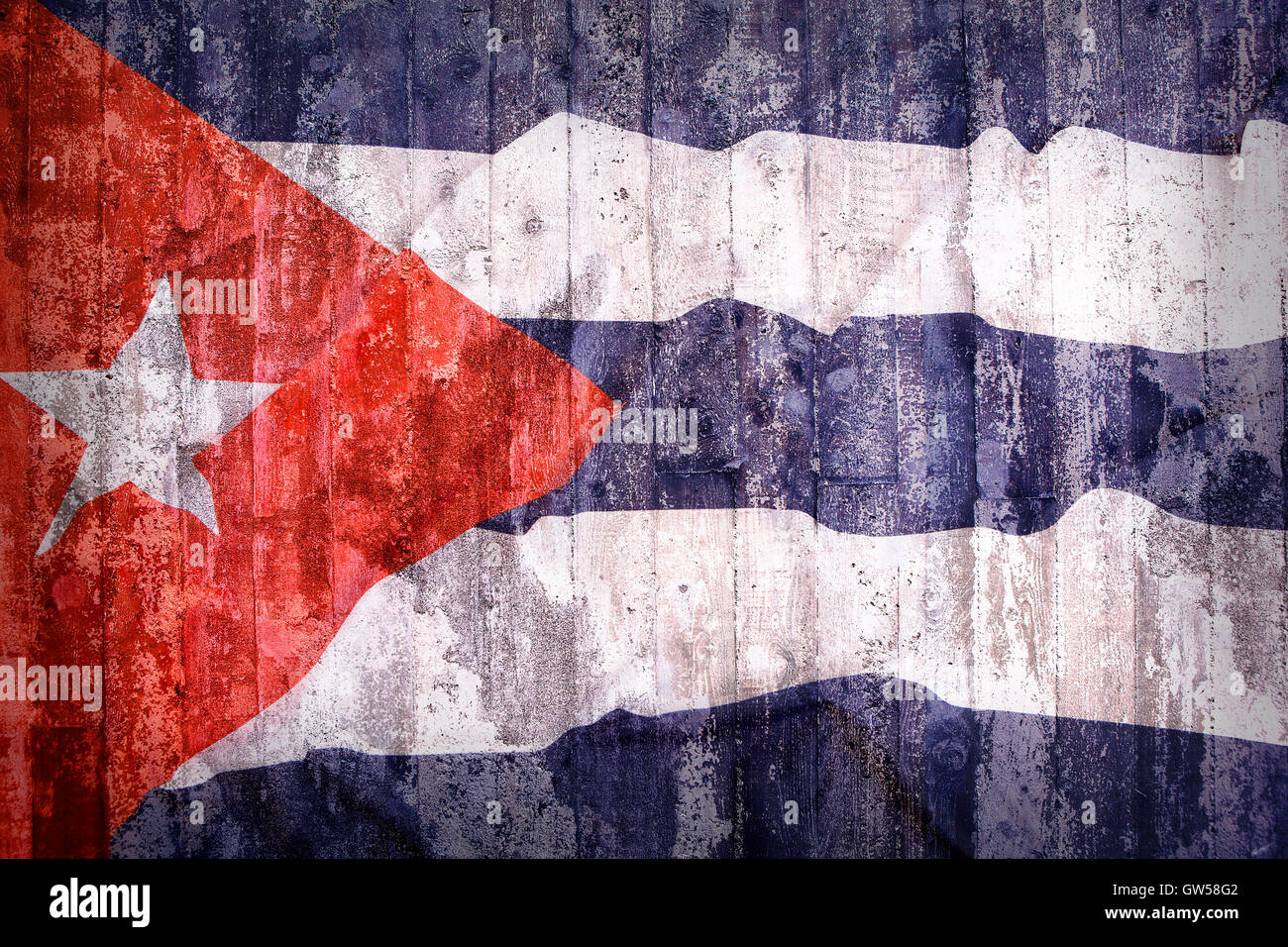 Grunge style cubain drapeau sur un mur de brique pour le fond Banque D'Images