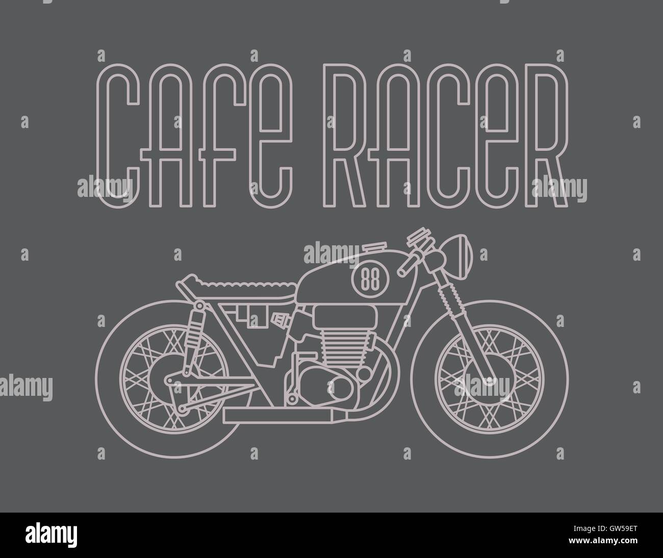 Cafe Racer Motorcycle Vector Design. Avec moto vintage Cafe Racer graphiques. Schéma simplifié le style de dessin. Illustration de Vecteur