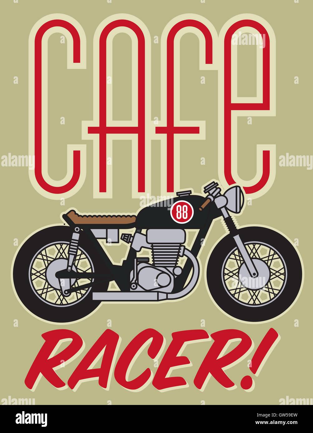 Cafe Racer Motorcycle Vector Design. Avec moto vintage Cafe Racer graphiques. Illustration de Vecteur