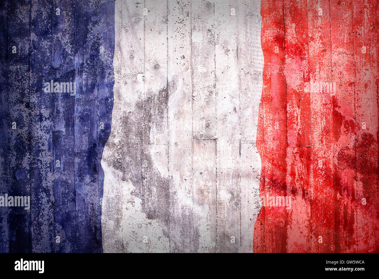 Grunge style de France drapeau sur un mur de brique pour le fond Banque D'Images
