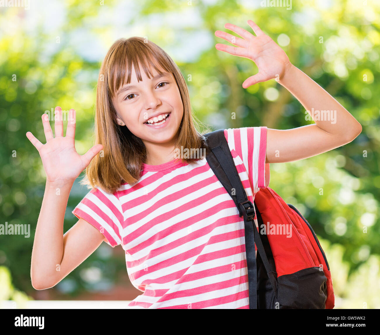 Retour à l'école de fille Banque D'Images