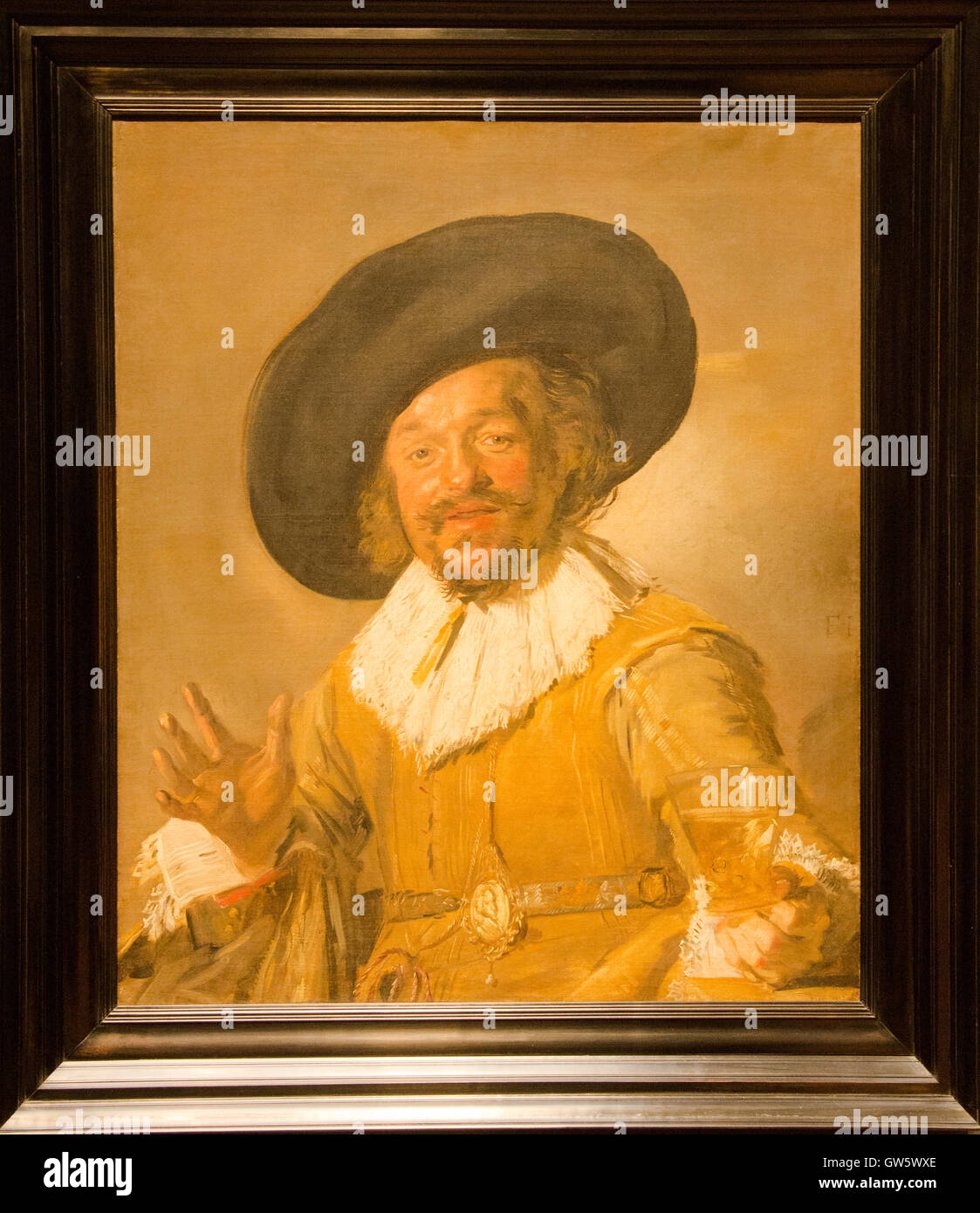 'Un milicien tenant un buveur berkemeyer' 'merry' 1628-1630 Frans Hals Banque D'Images