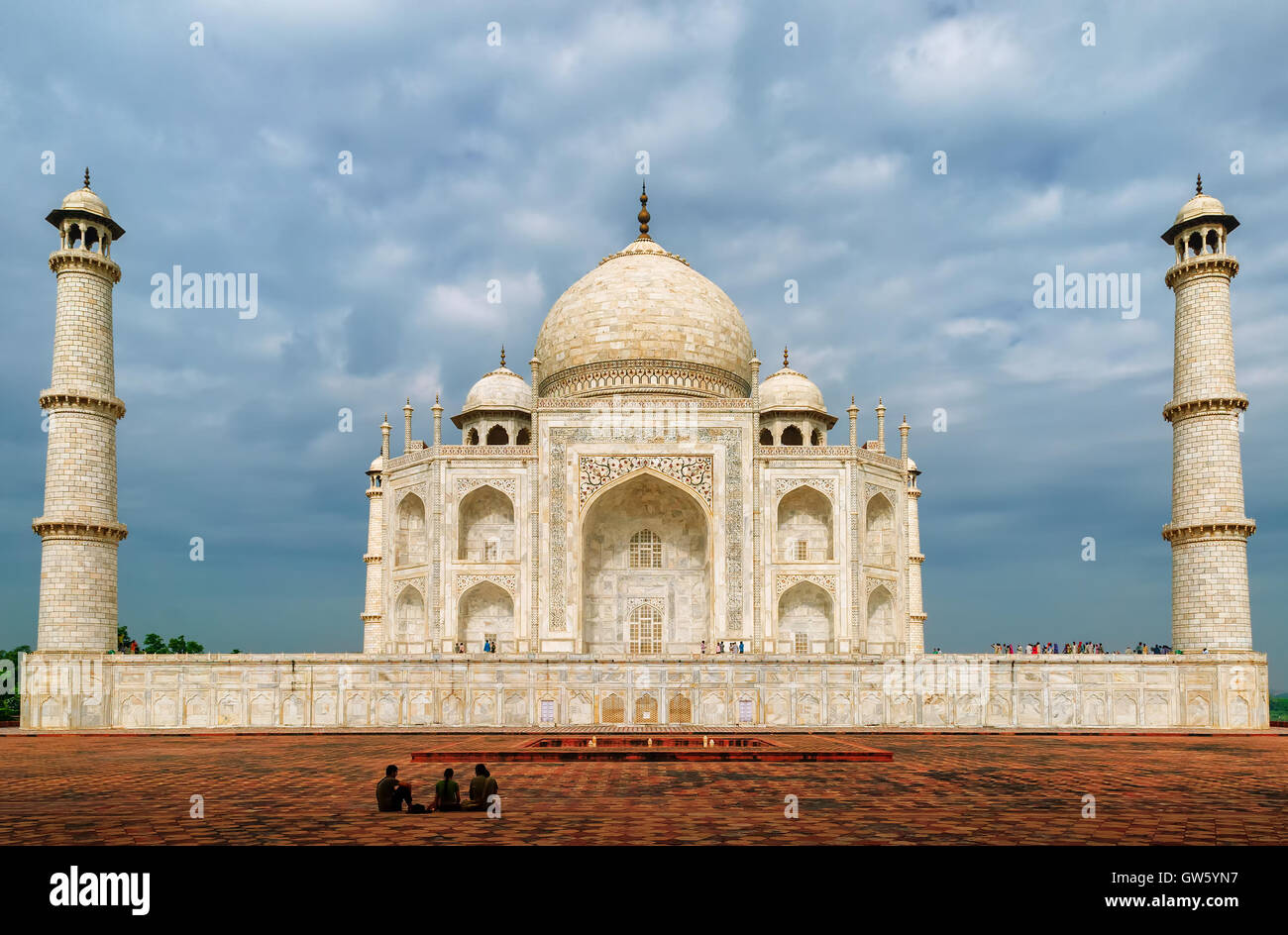 Vue panoramique de Taj Mahal, Agra, Inde Banque D'Images Vue panoramique de Taj Mahal, Agra, Inde Banque D'Images