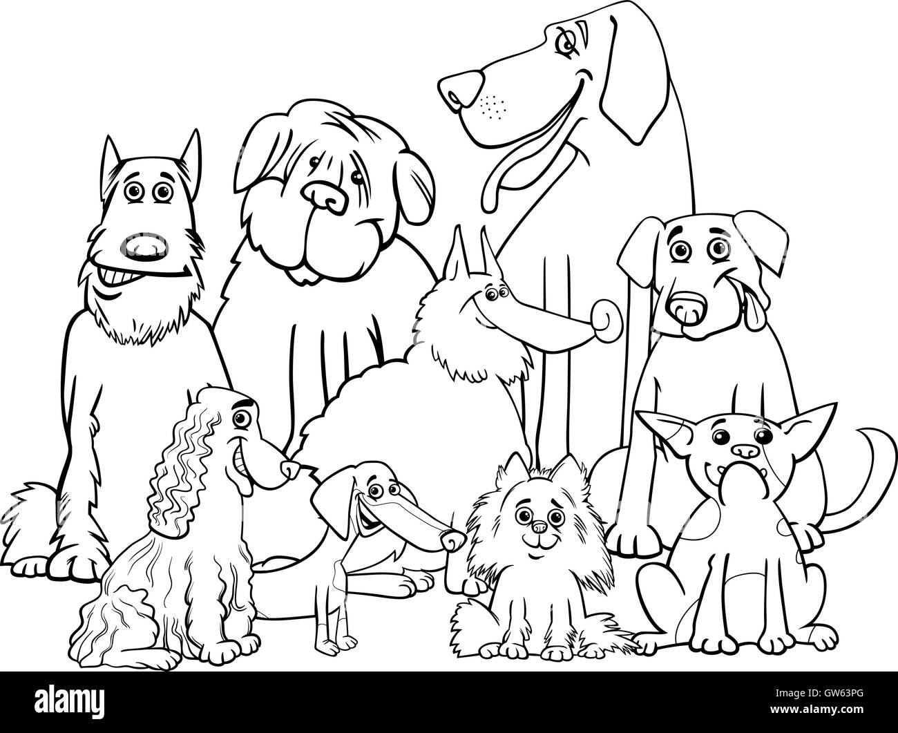 Les chiens de race à colorier Illustration de Vecteur