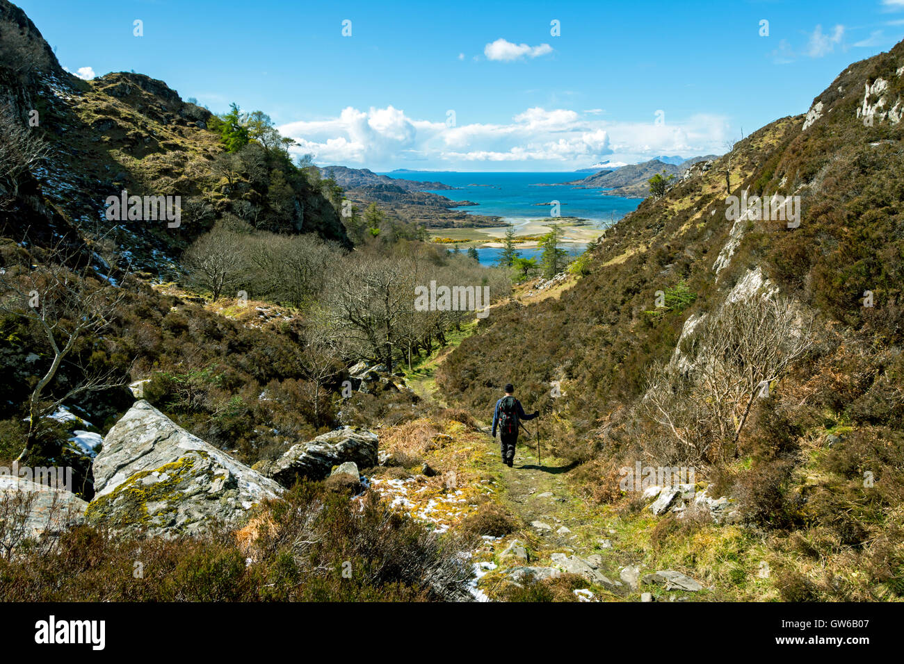 Dans la vallée de la Dea-Sgairt Bealach uisge, sur le pied d'argent, près de Acharacle, péninsule d'Ardnamurchan, Ecosse, Royaume-Uni Banque D'Images