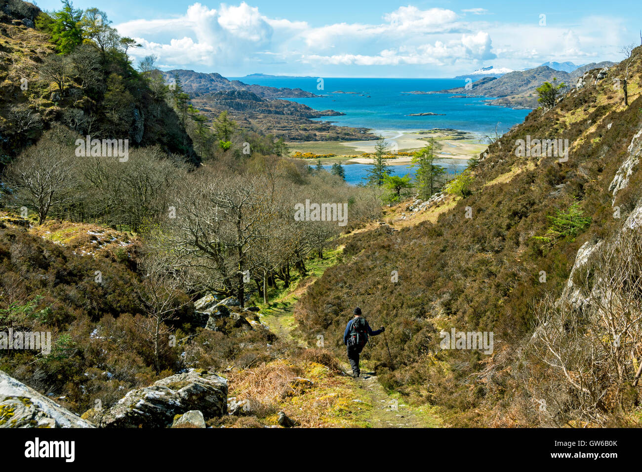 Dans la vallée de la Dea-Sgairt Bealach uisge, sur le pied d'argent, près de Acharacle, péninsule d'Ardnamurchan, Ecosse, Royaume-Uni Banque D'Images