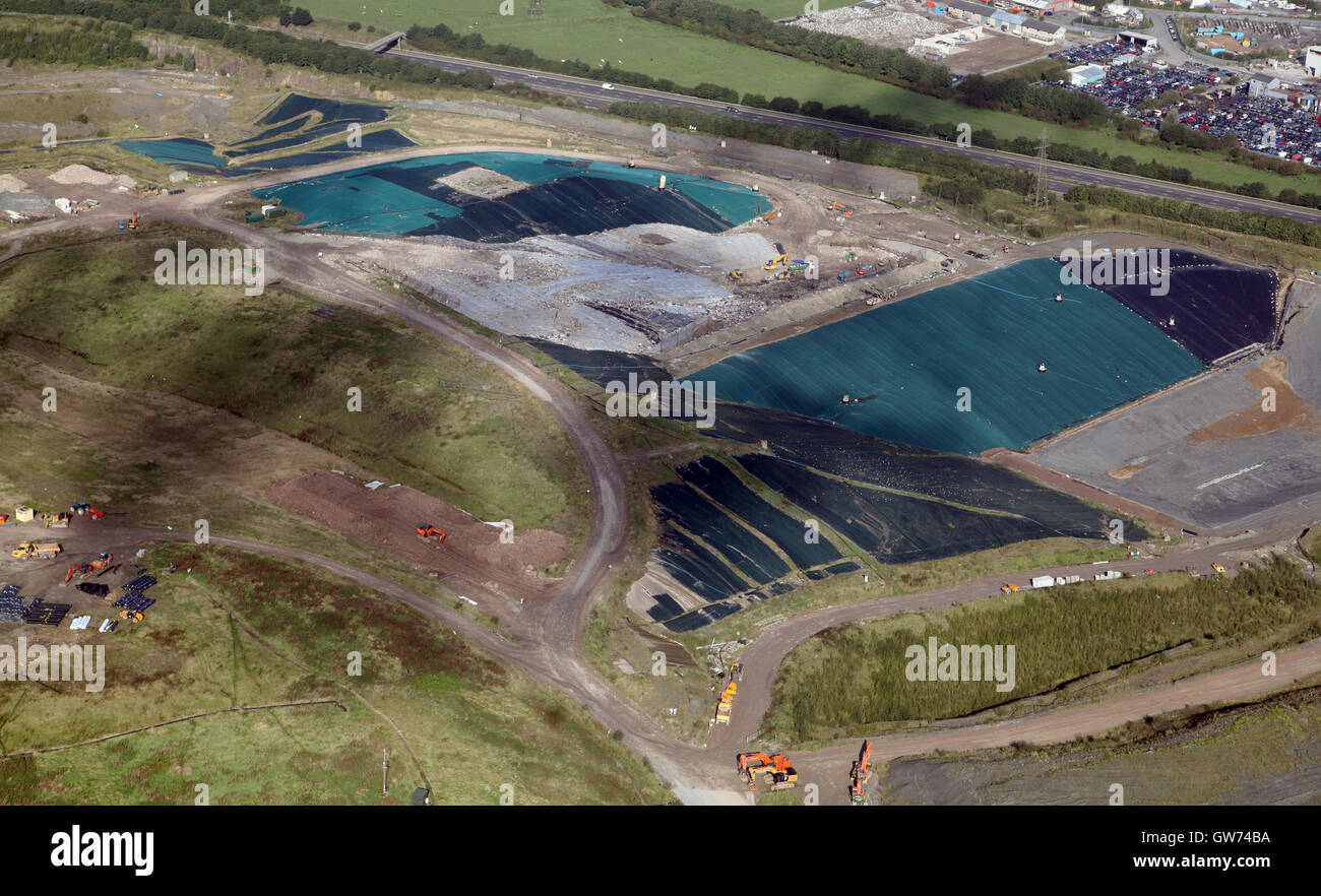 Vue aérienne du site d'enfouissement du Lancashire, Royaume-Uni ion Banque D'Images