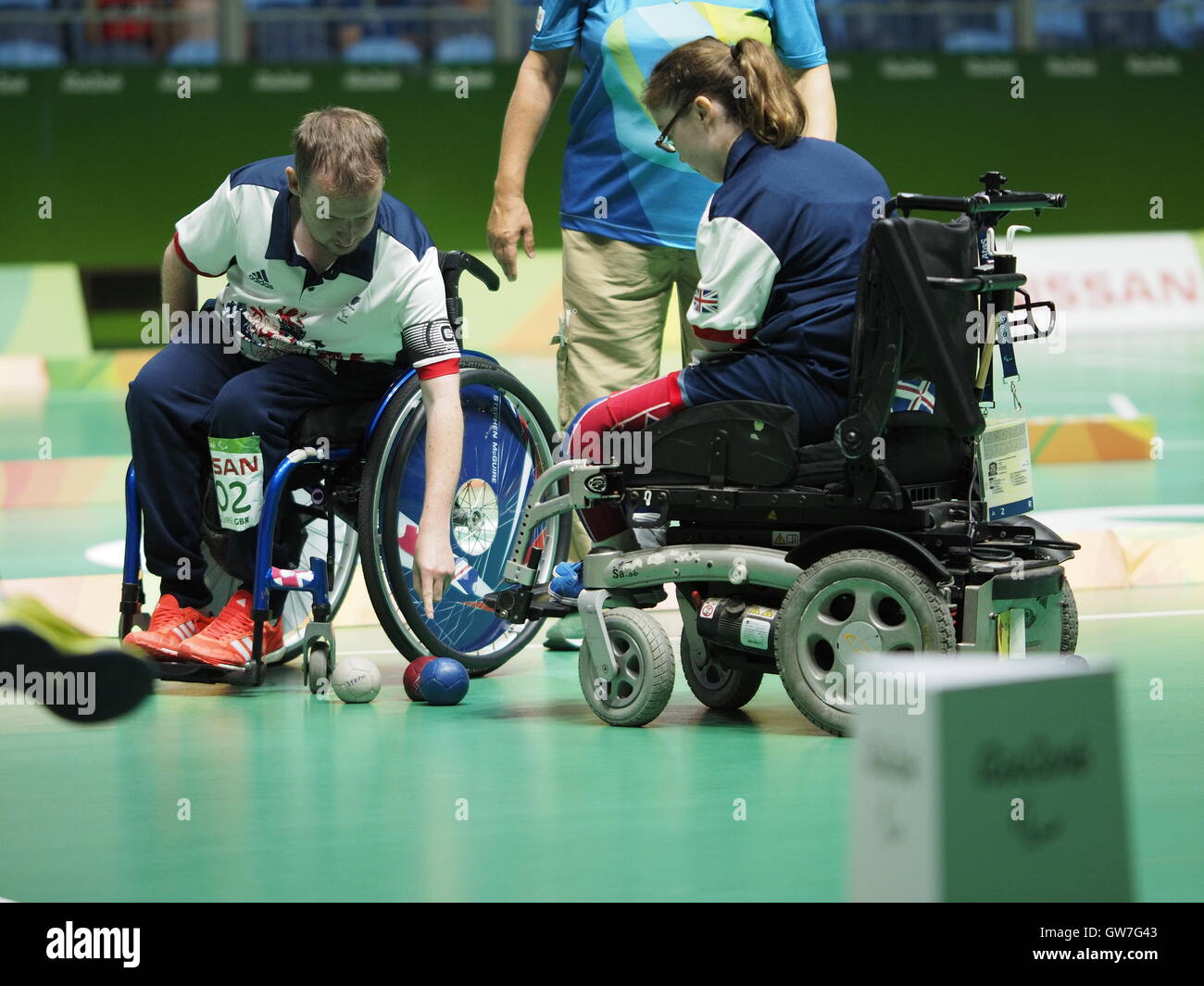 Rio de Janeiro, Brésil, le 12 septembre, 2016. Jeux Paralympiques de Rio 2016 paires de boccia mixte BC 4 match pour la médaille de bronze entre la Thaïlande et la Grande-Bretagne Crédit : PhotoAbility/Alamy Live News Banque D'Images